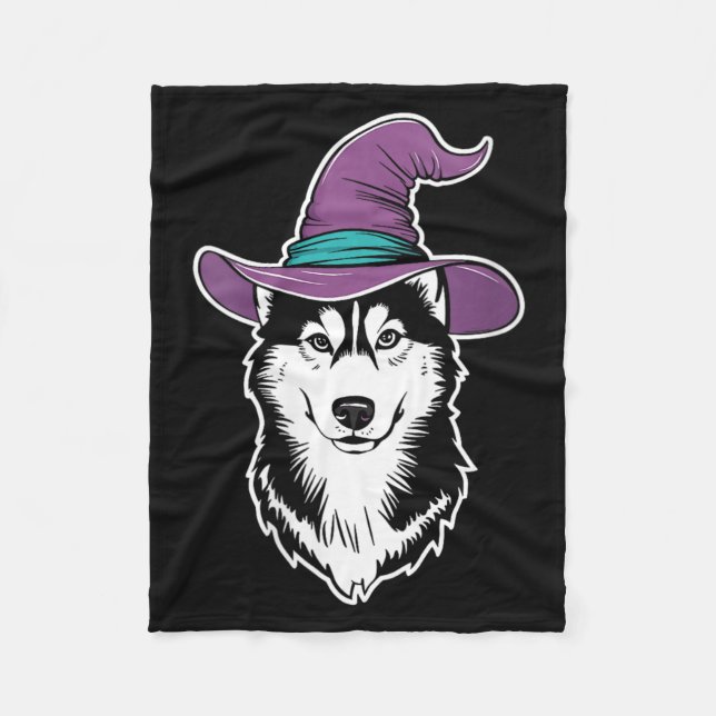 Cobertor De Velo Mulheres Husky Bruxa Cachorro Halloween 1 (Frente)