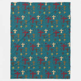 Cobertor De Velo Multicolored Hand Drawn Christian Crosses Pattern