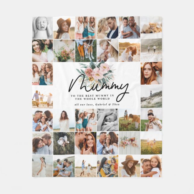 Cobertor De Velo Mummy presente multifoto linda floral (Frente)