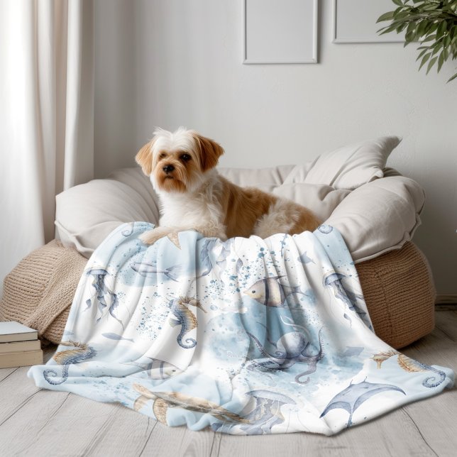 Cobertor De Velo Mundo Submarino Whimsical - Padrão de Criaturas Ma (Criador carregado)