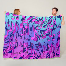 Música Bonita Aqua Azul Rosa Animada Fleece Quente