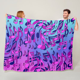 Cobertor De Velo Música Bonita Aqua Azul Rosa Animada Fleece Quente