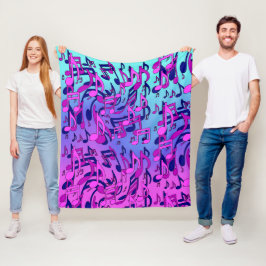 Cobertor De Velo Música Bonita Aqua Azul Rosa Animada Fleece Quente