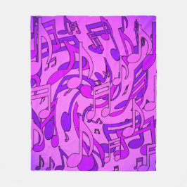 Cobertor De Velo Música Bonita Notas Musicais Alegres Roxo Rosa