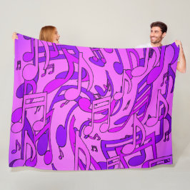 Cobertor De Velo Música Bonita Notas Musicais Alegres Roxo Rosa