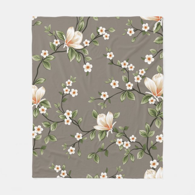 Cobertor De Velo mustered small flowers with green leaves pattern o (Frente)