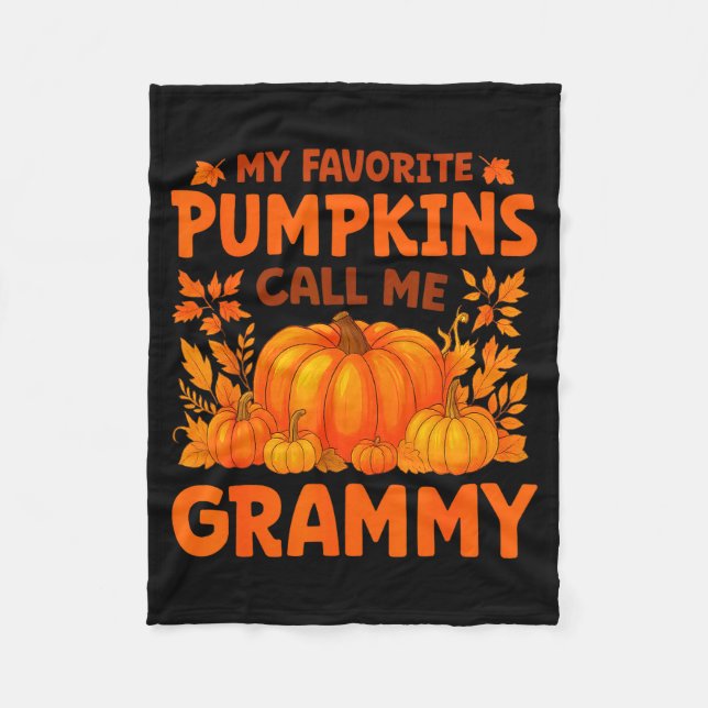 Cobertor De Velo My Favorite Pumpkins Call Me Grammy Thanksgiving  (Frente)