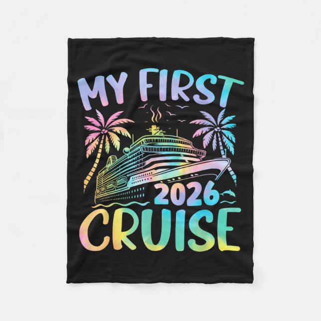 Cobertor De Velo My First Cruise 2026 Vacation Tie Dye Family Cruis (Frente)