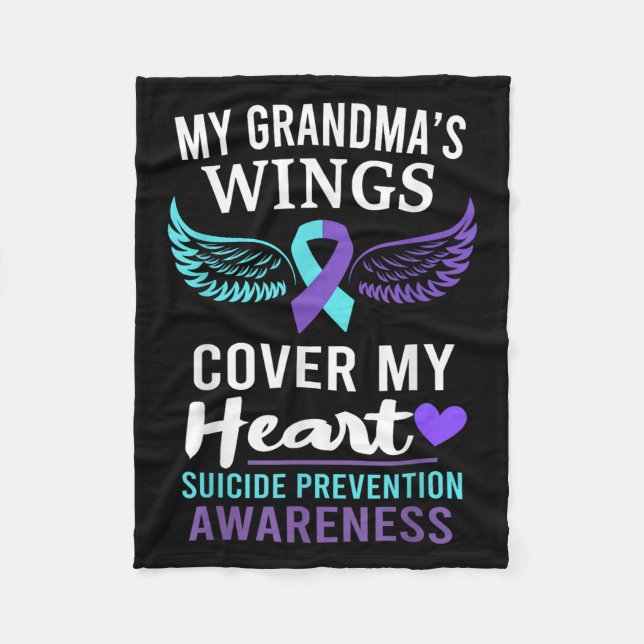 Cobertor De Velo My Grandma's Wings Cover Heart Suicide Awareness R (Frente)