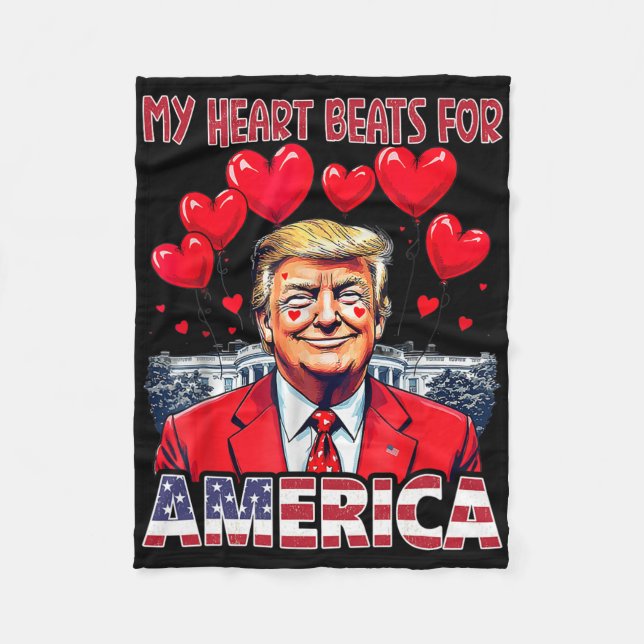 Cobertor De Velo My Heart Beats For America Trump Valentine's Day U (Frente)