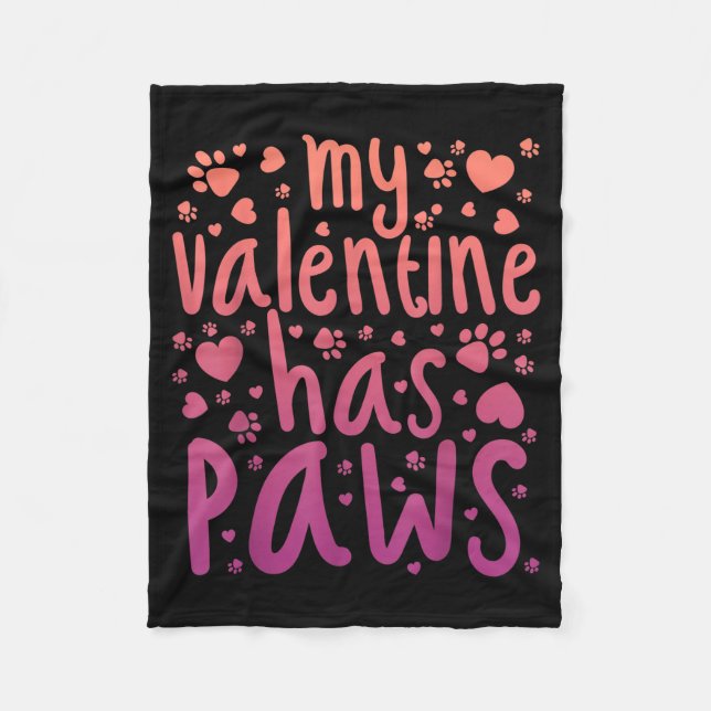 Cobertor De Velo My Valentine Has Paws  (Frente)