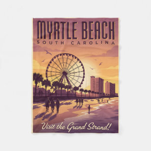 Cobertor De Velo Myrtle Beach Carolina do Sul Viagem Vintage