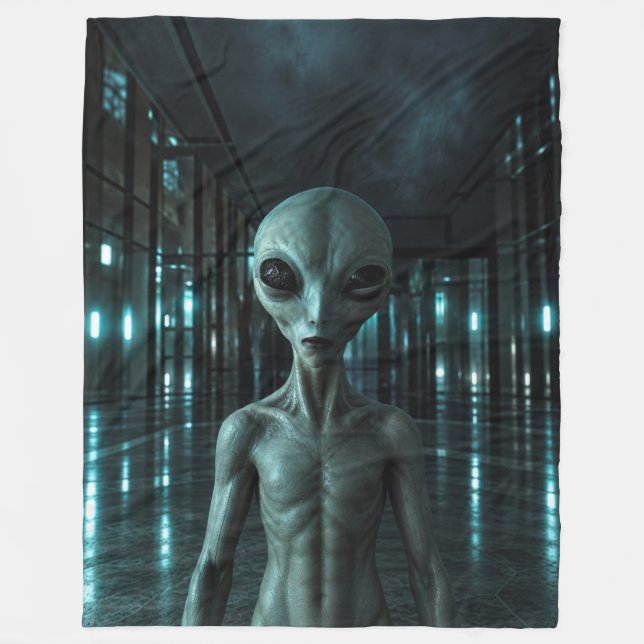 Cobertor De Velo Mysterious Grey Alien (Frente)