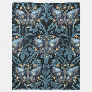 Cobertor De Velo Mystical Watercolor Blue e Dourada Night Moth