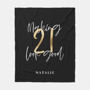Cobertor De Velo na moda de script moderno aniversário de 21 anos 