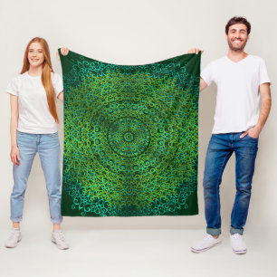 Cobertor De Velo Na moda Mandala Boho Dark Verde Moderno e Elegante