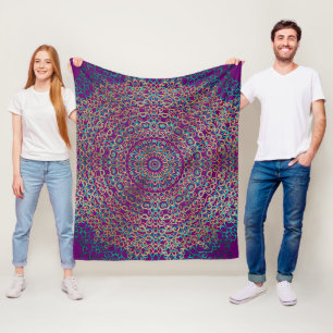 Cobertor De Velo Na moda Moderno e Elegante Mandala Boho Roxo Escur