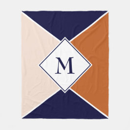 Cobertor De Velo Na moda MONOGRAM Geométrico | Creme de Marinho