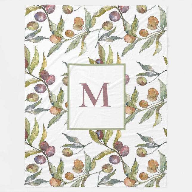 Cobertor De Velo Na moda Olive Branch Monograma Fleece Blanket (Frente)
