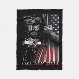 Cobertor De Velo Nação Sob Deus Trump 2024 God American Flag 1