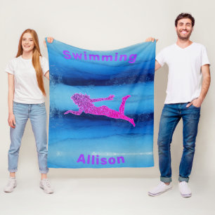 Cobertor De Velo Nadando Sob Água Meninas Fleece Blanket