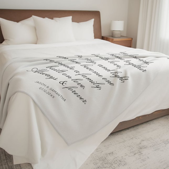Cobertor De Velo Nado Vows Personalizado Caligrafia (Wedding Vows Personalized Calligraphy Newlyweds Fleece Blanket
)