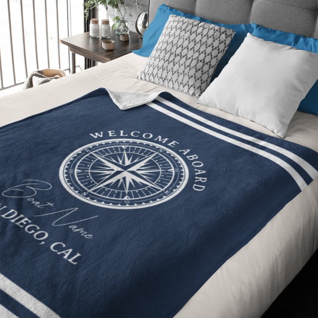 Cobertor De Velo Name of your Boat Nautical Navy blue (Criador carregado)