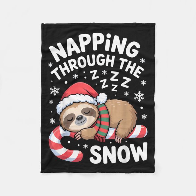 Cobertor De Velo Napng Through The Snow Funny Sloth Candy Cane Xmas (Frente)