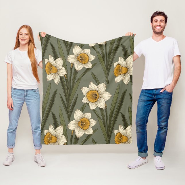 Cobertor De Velo Narciso Floral Botânico Amarelo de Primavera (In Situ)