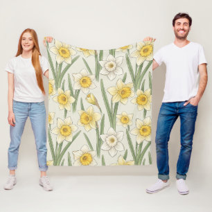 Cobertor De Velo Narciso Floral de Primavera em Amarelo Suave e Ver
