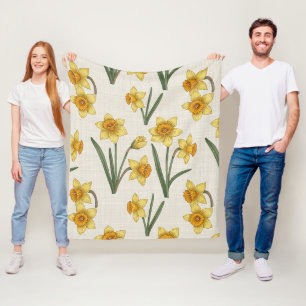 Cobertor De Velo Narciso Floral de Primavera em Amarelo Suave e Ver