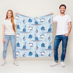 Cobertor De Velo Narwhal Blue Snowflake Pattern