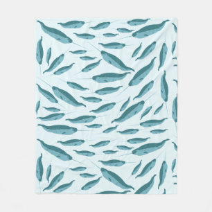 Cobertor De Velo Narwhal no Padrão do Oceano Azul
