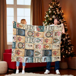 Cobertor De Velo Natais vintages Nostálgicos Creme Verde Vermelho H