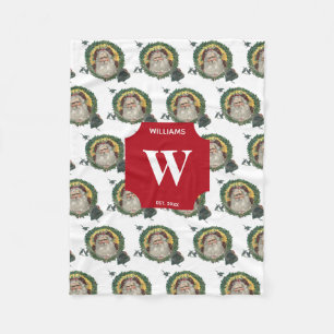 Cobertor De Velo natais vintages Santa Claus Turkeys Monogramas