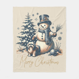 Cobertor De Velo Natais vintages Snowman e Dog