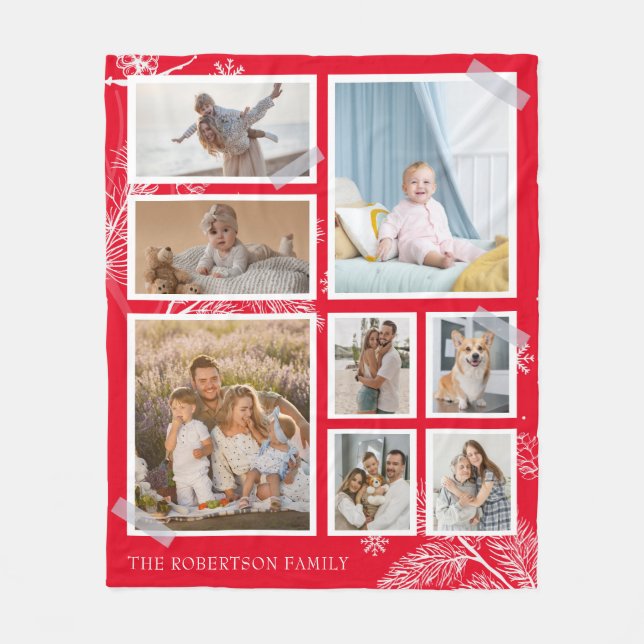 Cobertor De Velo Natal 8 Foto Collage Family Fleece Blanket (Frente)