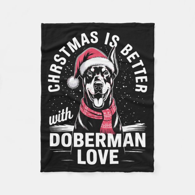 Cobertor De Velo Natal adorável é melhor com Doberman Nscher (Frente)