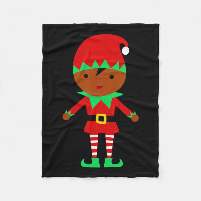 Cobertor De Velo Natal afro-americano Santa Claus Elf (Frente)