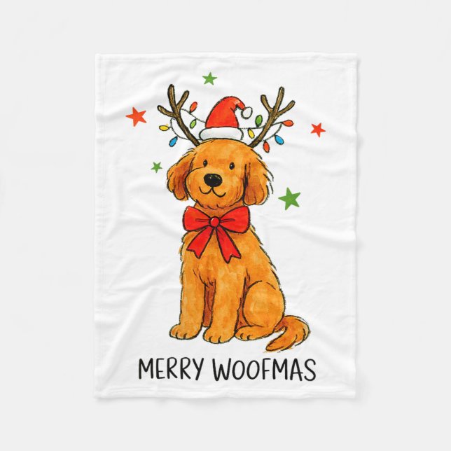 Cobertor De Velo Natal Alegre das Mulheres Goldendoodle Cachorro An (Frente)