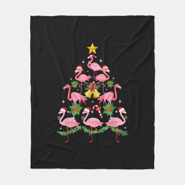 Cobertor De Velo Natal - Árvore de Natal Bonita Flamingo (Frente)