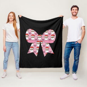 Cobertor De Velo Natal Coquete Laço Rosa Papai Noel Vintage Retro