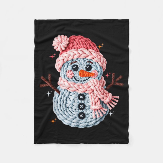 Cobertor De Velo Natal Crochê Falso Fio Crochê Boneco de Neve Engra (Frente)