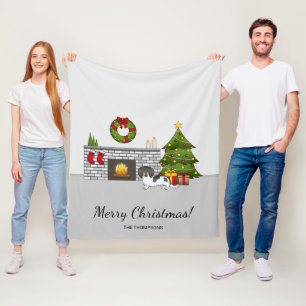 Cobertor De Velo Natal De Dachshund De Cabelo Longo E Preto