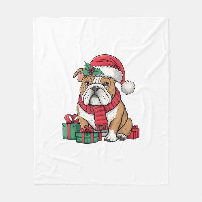 Cobertor De Velo Natal de Santa Hat em Inglês (Frente)