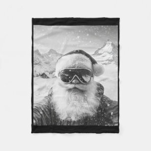 Cobertor De Velo Natal de selfie de Papai Noel esquiando