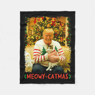 Cobertor De Velo Natal divertido de Trump para amantes de gatos Meo