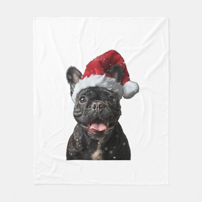 Cobertor De Velo Natal do Buldogue Francês (Frente)