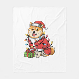 Cobertor De Velo Natal dos Papais noeis de Iluminação Shiba Inu