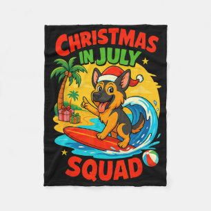 Cobertor De Velo Natal Em Julho Engraçado Pastor Alemão Surfando Fa